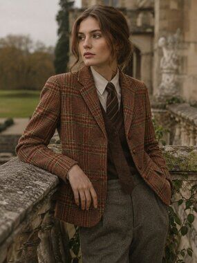 Vintage JG Hook Pure Wool Plaid Tweed Blazer British Heritage Academia Jacket XS